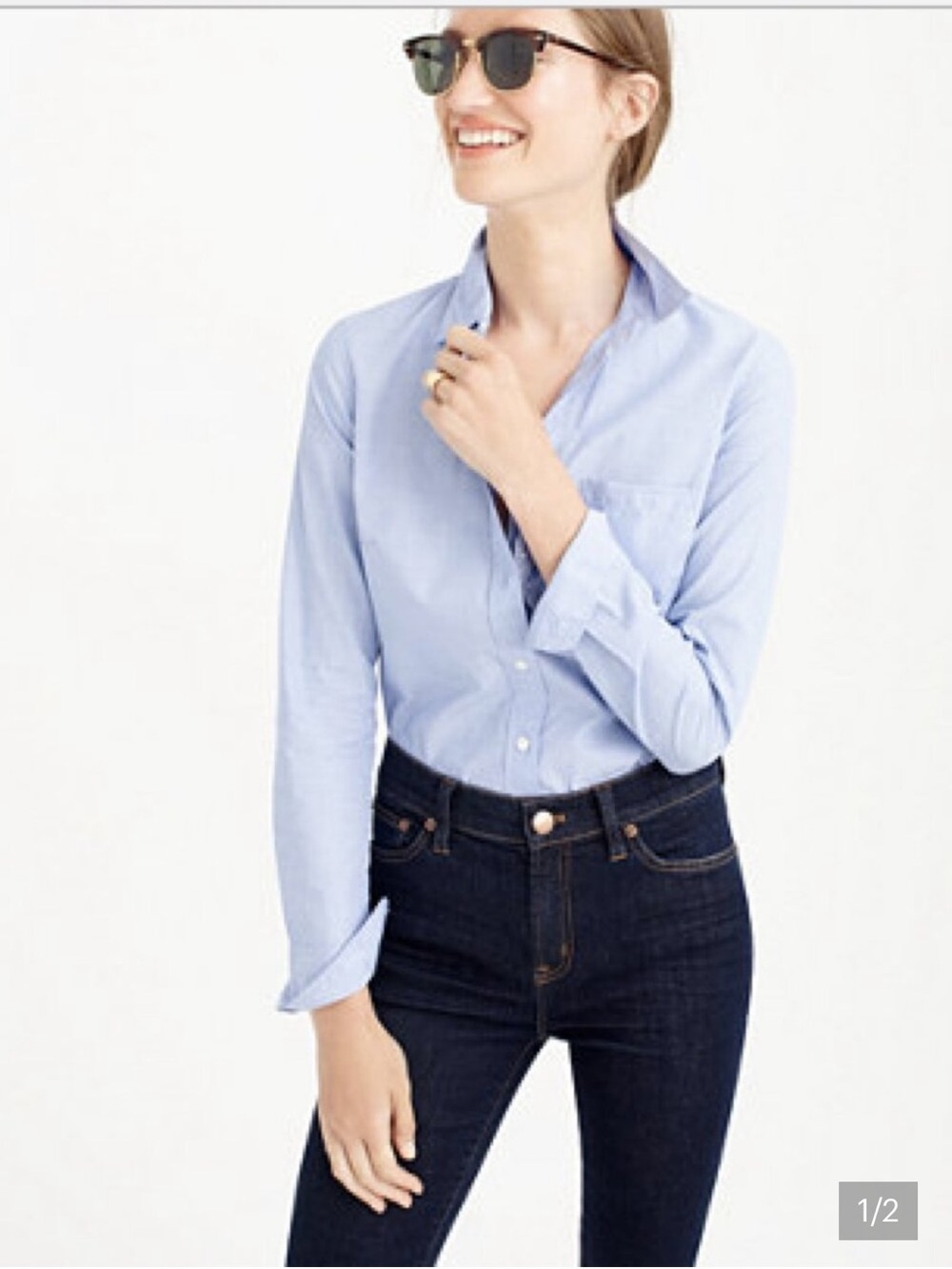 J. Crew Everyday Shirt in End-on-End Cotton French Blue S